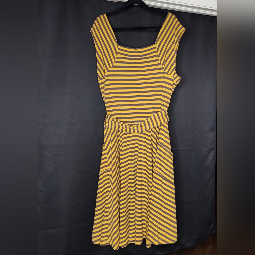 Striped Yellow and Dark Purple Knit Dress PLUS 4X Effies Heart Modcloth Indie